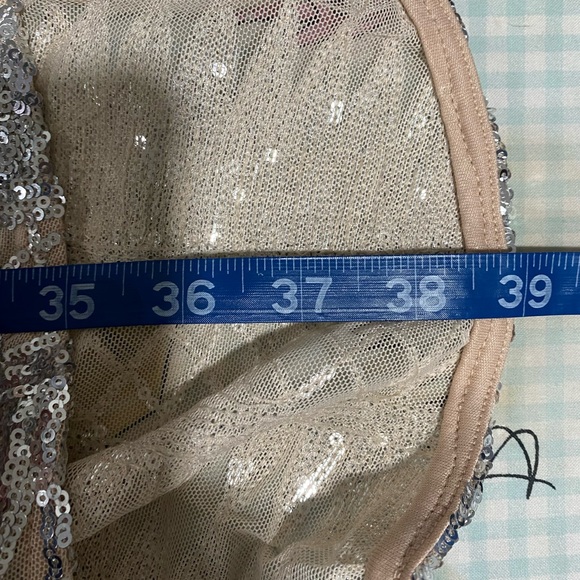 Windsor silver and tan sequins cocktail party open back straps dress size L  NWT - Picture 15 of 15